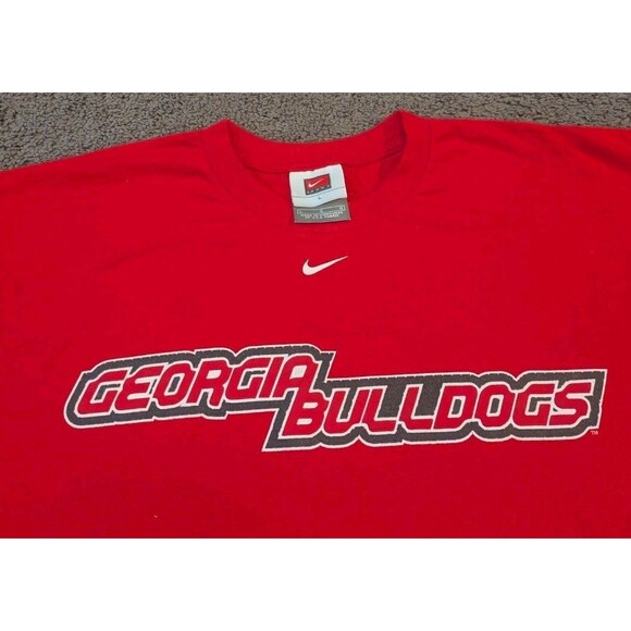 Vintage Y2K Nike University of Georgia Bulldogs Textured Red T-Shirt Men's L - Picture 5 of 7